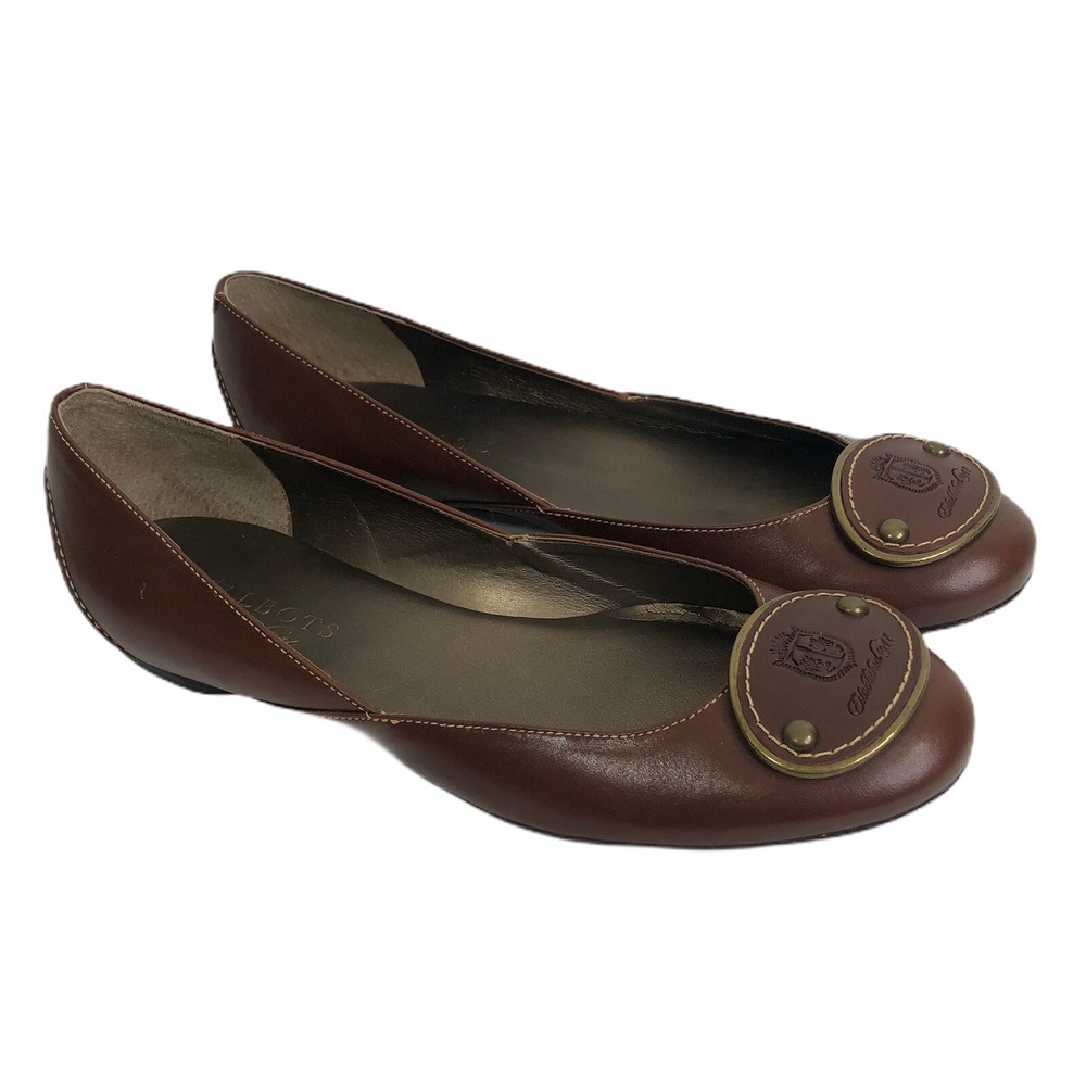 Talbots Ballerina Flats Womens Brown Cap Toe Size 6.5 B EUC SH746